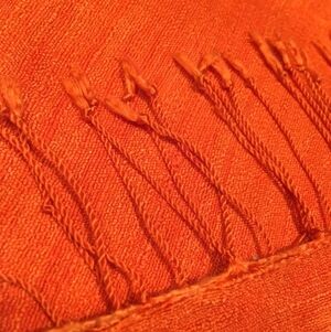 Italian Silk Crepe Shawl with Soft Crinkled Texture Orange Color